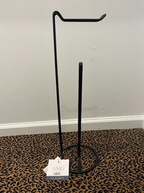 AMG Bath Collections Matte Black Freestanding Toilet Paper Holder Stand